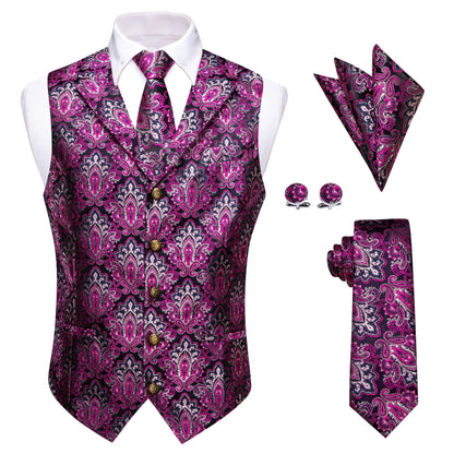 Men's Paisley Floral Vest Suit Set for Weddings & Parties – Multi-Color