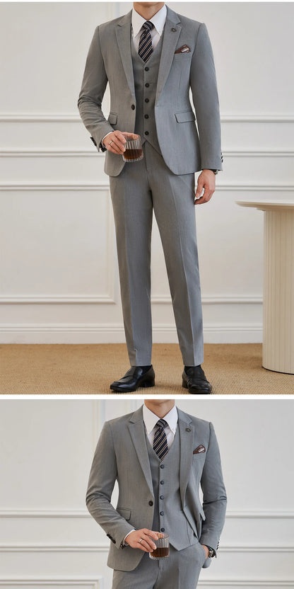 High Quality Elegant Single-Breasted Men Suit Fashion ltalian Style Slim High-end Business Groom Wedding Party Tuxedo 3/2 Pieces