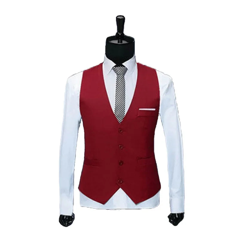 Men's Slim Fit Vest Single Breasted Business Waistcoat Black Grey Navy Blue