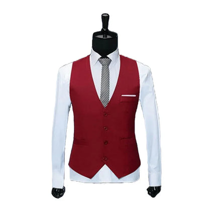 Men's Slim Fit Vest Single Breasted Business Waistcoat Black Grey Navy Blue