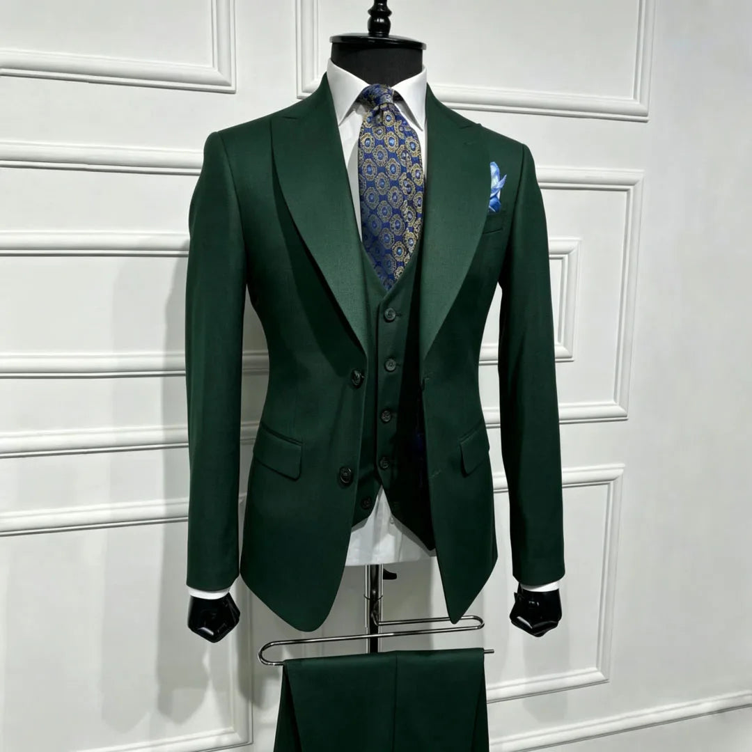 Men Suit Brown 3 Piece With Lapel Single Breasted Solid For Wedding Groom Birthday Banquet Party Business Work Jacket Vest Pants
