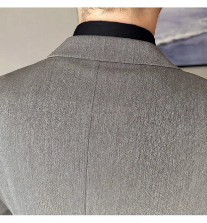 High-quality, fashionable, stylish and versatile British and Korean style slim-fit men's casual solid-color business suit three-