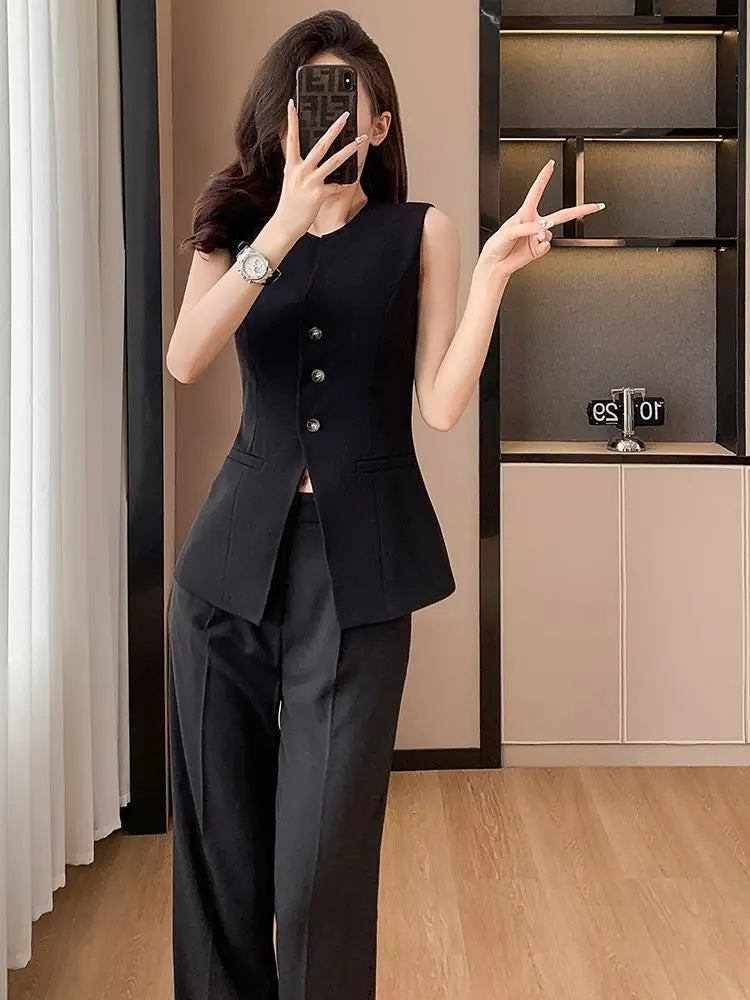 2025 New High-end Women's Spring and Summer Elegant Sleeveless Suit Vest Top