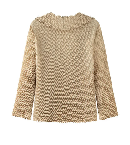 Pleats Original High-end Simple Solid Wave Pleated Small Suit Casual Versatile Long-sleeved Short Jacket Female Spring