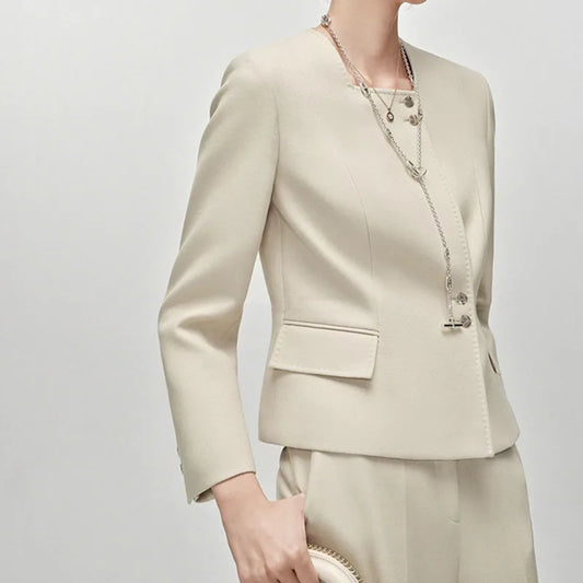 Spring Autumn New Women Blazer Single Breasted Elegant Tide Slimming Coat Solid Color Draped Office Lady Suit Pants HK12904