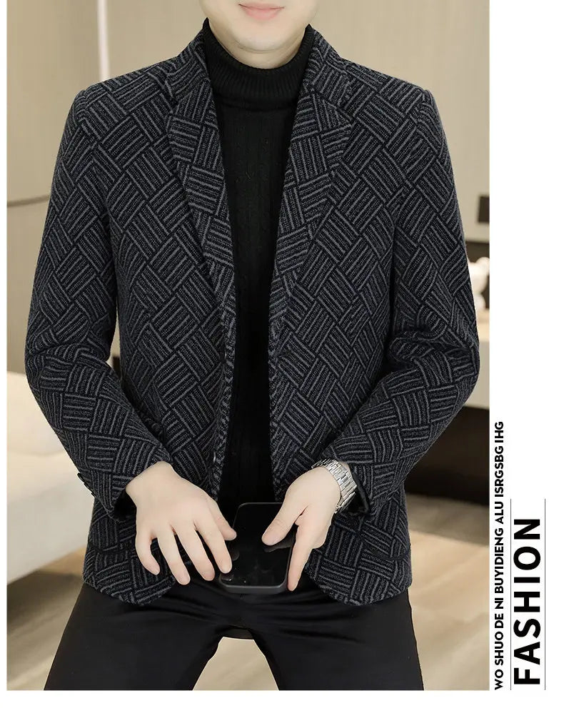 Blazer Autumn and Winter Men's Fashion Outdoor Travel Youth Wedding Slimming Casual Formal Wear with Cotton Warmth Blazer  2025