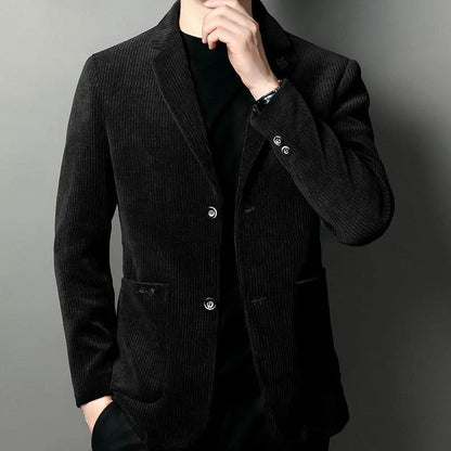 Men's High-Quality Corduroy Coat Autumn Winter Thick Velvet Casual Suit Jacket Handsome Ruffian Business Top Trend