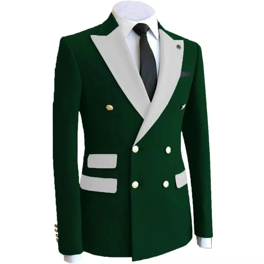Yellow Business Groom Wear Homme Party Double Breasted Coat Wedding Men's Suits Blazer Tuxedo Jacket Formal Costume