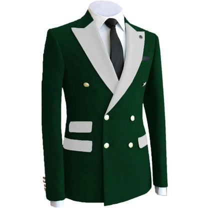 Yellow Business Groom Wear Homme Party Double Breasted Coat Wedding Men's Suits Blazer Tuxedo Jacket Formal Costume