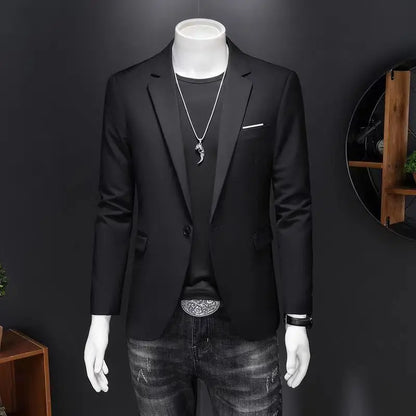 Men's Blazer Single Button Smart Casual Jacket — White & Black