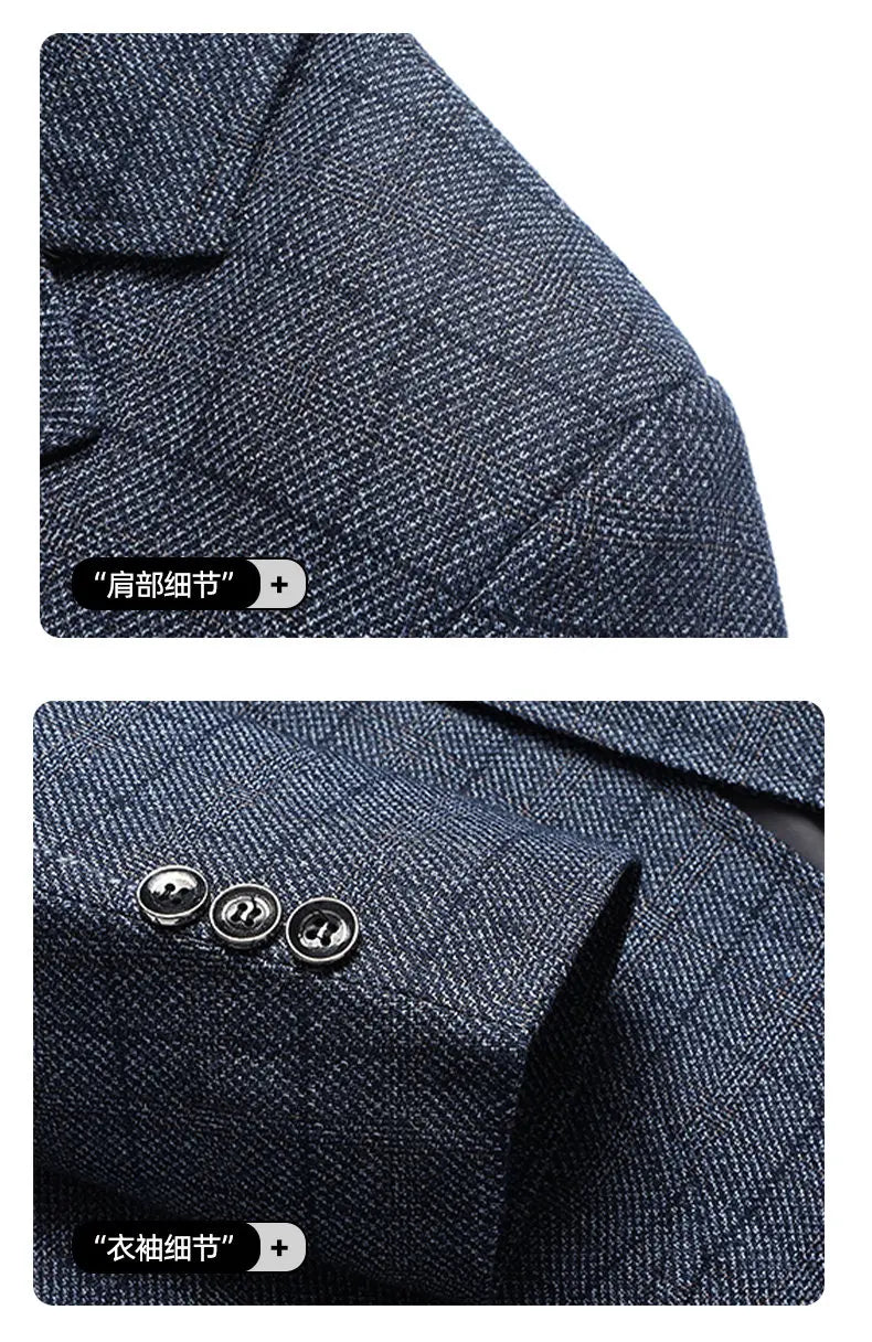 Blazer Men Business Gentleman Wedding Fashionable Checkered Best Gentlemanly Slimming and Casual Middle-aged and Elderly Blazer