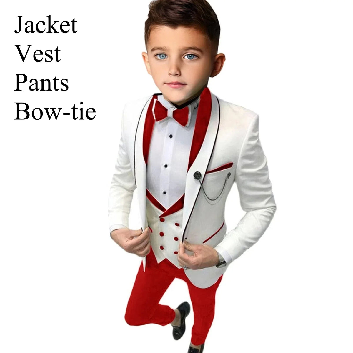 Boys 3-Piece Slim Fit Suit Set for Kids Wedding Prom and Formal Occasions