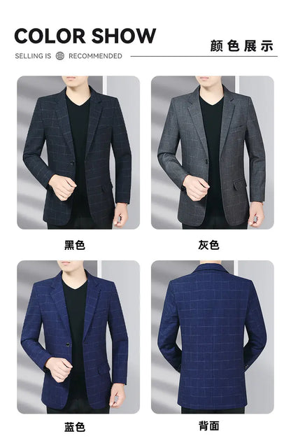 Blazer Men's Business Gentleman Wedding Fashionable Solid Color Best Man, Slimming and Casual Middle-aged and Elderly Blazer