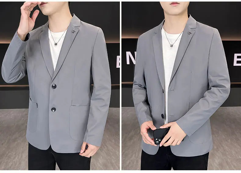 Men's Summer Thin Casual Blazer Solid Color Sun Protection Single Suit Jacket Lightweight Breathable Outerwear