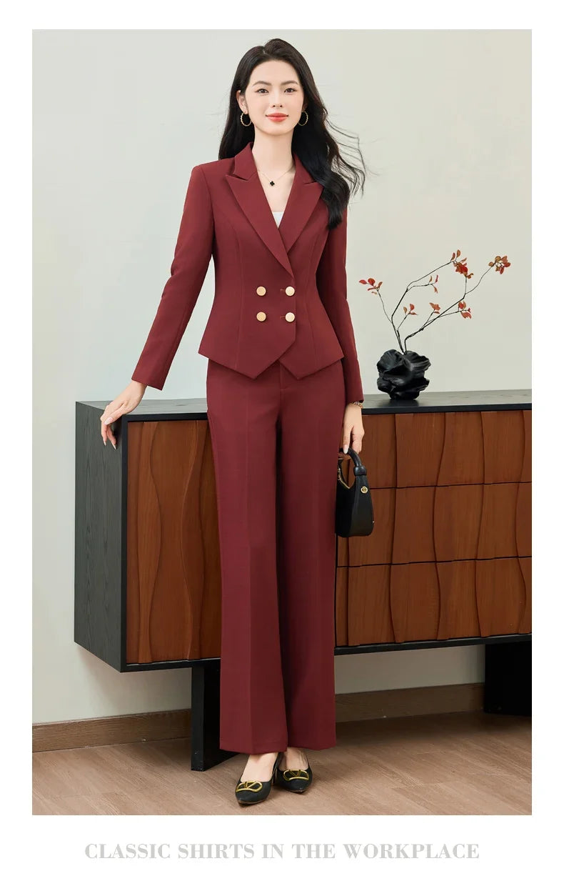 Fashionable professional women's clothing, high-quality two-piece pants + blazer, elegant temperament, beautiful charming