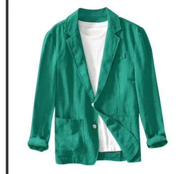 Cotton and Linen Blazer Men's Fashionable Business Casual Outdoor Versatile Travel Lightweight Loose-fitting Retro Style Blazer