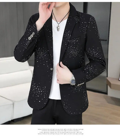 Blazer Men's Sequined High-end Hot Diamond Style Business Outdoor Travel Wedding Youth Slimming Casual High Formal Wear Blazer