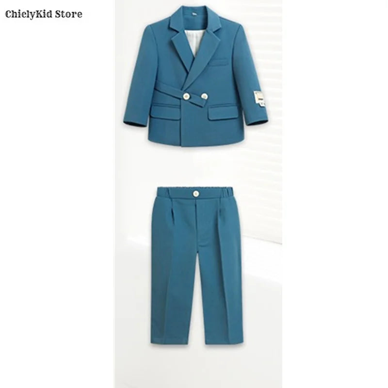 Boys Double Breasted Blazer Jack Vest Pants Children Suit Waistcoat Wedding Clothes Set Toddler Formal Dress Kids Tuxedos Outfit
