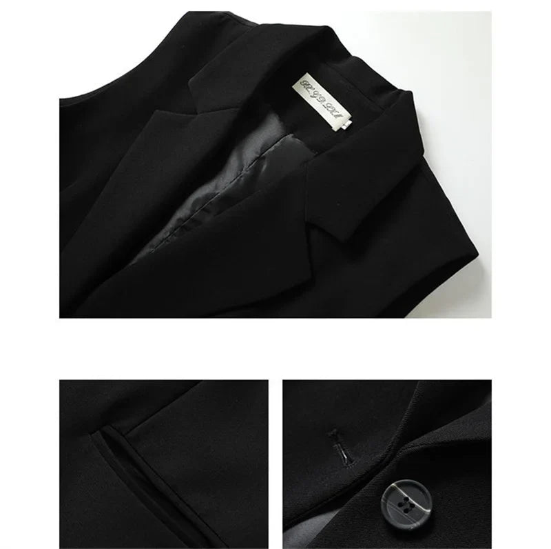 New Fashion Korean Women Vest Spring Autumn Suit Vest Sleeveless Jacket Cardigan Slim Fit Waistcoat High Quality Office Clothing
