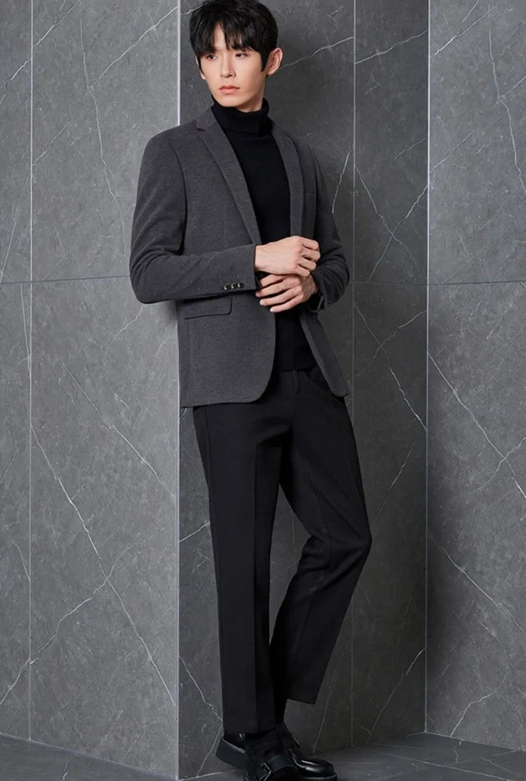 Men's Premium Wool Blend Blazer Coat Autumn Winter Thickened Korean Style Casual Business Smart Casual Elegant Outerwear