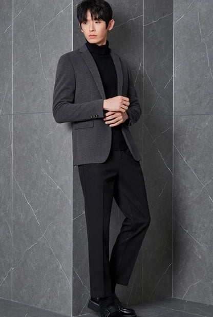 Men's Premium Wool Blend Blazer Coat Autumn Winter Thickened Korean Style Casual Business Smart Casual Elegant Outerwear