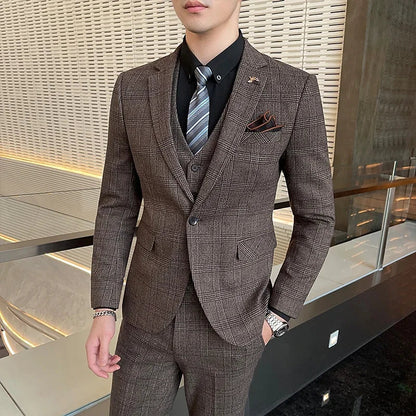 Men's 3-Piece Linen Suit – Smart Casual Big & Tall Formal Set