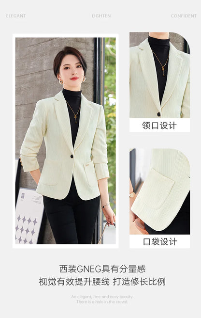 Autumn and Winter Blazer Women's Corduroy New Long Sleeve Professional Blazer Women's Coat Office Female Blazers Jacket Coat