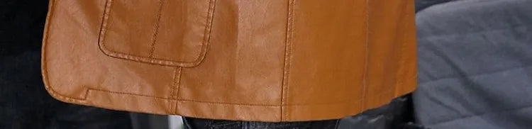 Men's Faux Leather Blazer Jacket Autumn Winter Warm Fleece Lined Casual Versatile Outerwear