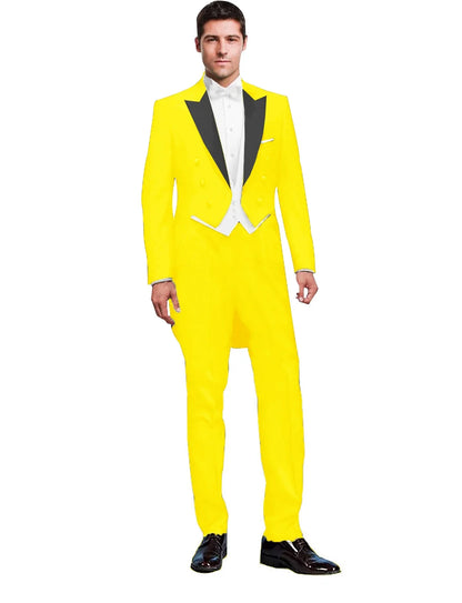 Costume 3 Pièces Solide pour Homme, Smoking de Mariage, Blazer Long, Garçon d'Honneur, Bal de Promo, Costume Masculin Tendance (Veste+Gilet+Pantalon)