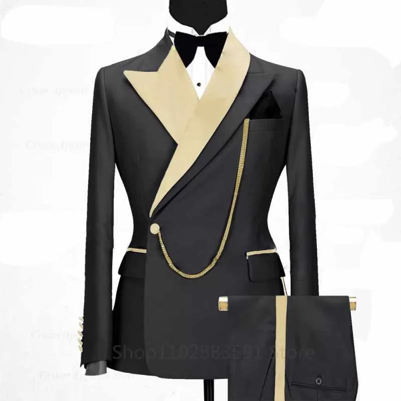 Slim Fit Monochromatic Terno De Trespassado for Men Jacket And Pants Wedding Groomsmen Formal Ternos Dinner Smalking Suit