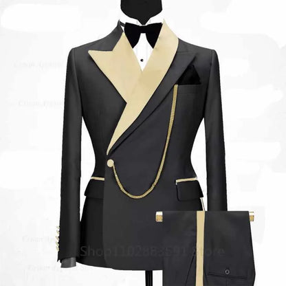Slim Fit Monochromatic Terno De Trespassado for Men Jacket And Pants Wedding Groomsmen Formal Ternos Dinner Smalking Suit