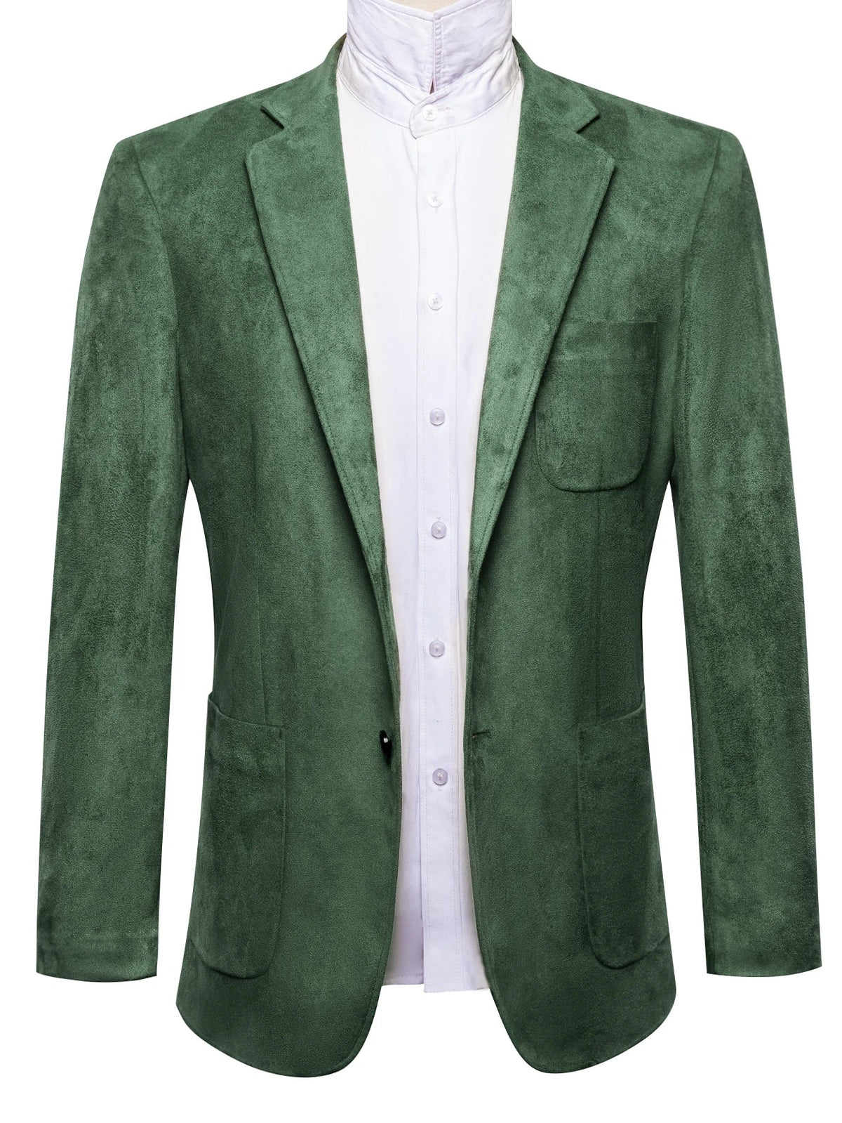 Forest Green Faux Suede Mens Sport Coat, Two Button Notch Lapel Casual Blazer, Single Business Suit Jacket Wedding Daily Wear