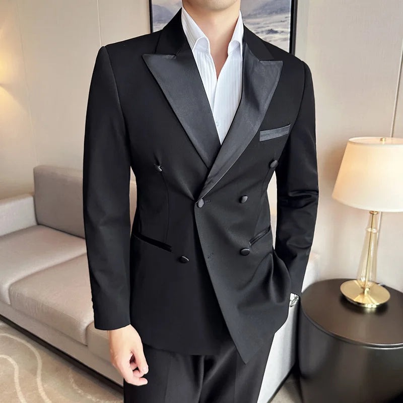 Men's Slim Fit Wedding Suit – Jacket, Vest & Pants | Smart Casual Black Tuxedo for Groom