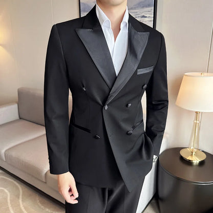 Men's Slim Fit Wedding Suit – Jacket, Vest & Pants | Smart Casual Black Tuxedo for Groom