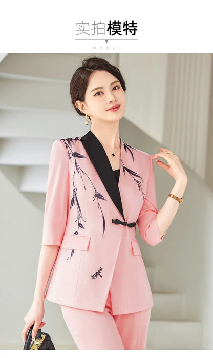 Mid-Sleeve Suit, Pants, Elegant Temperament, Most Unique, Spring and Summer, 2024 New