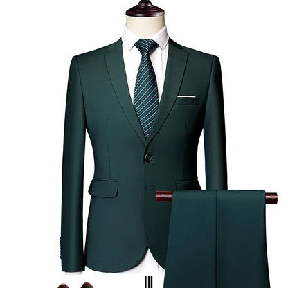 Men's 2024 Business Casual Wedding Suit Black Two-Piece Set with Waistcoat And Trousers Fashionable And Handsome Trend
