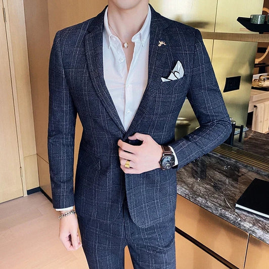 Men's Hemp Linen Suit (Blazer + Pants) – Smart Casual British Style for Business, Wedding & Everyday Wear