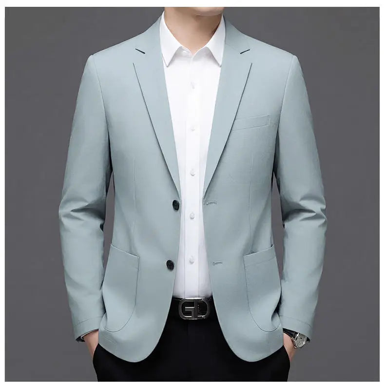 Men's Smart Casual Single-Breasted Collarless Blazer for Spring and Autumn