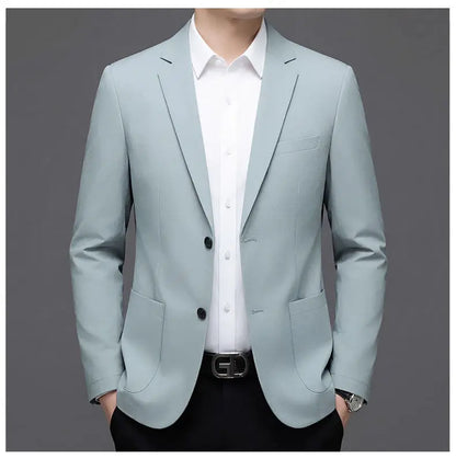 Men's Smart Casual Single-Breasted Collarless Blazer for Spring and Autumn