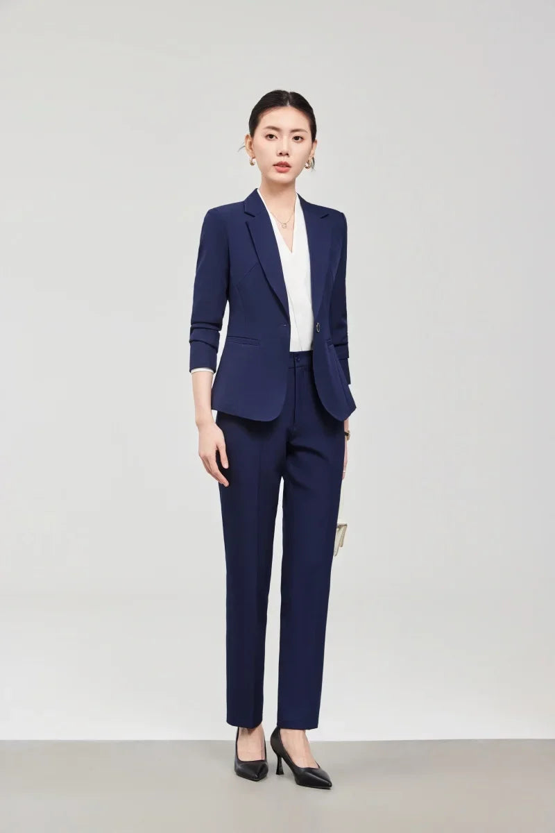 2025 new autumn and winter womens professional business formal fit two-piece suit jacket + pants. Elegant and stylish
