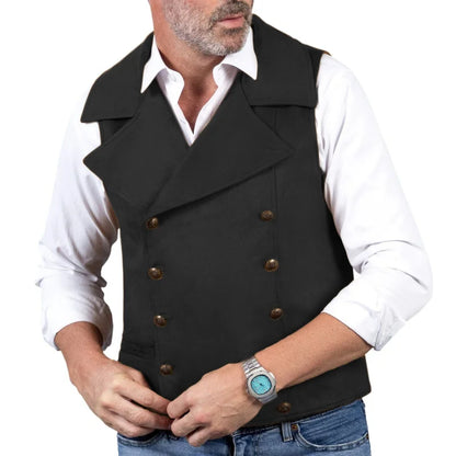 Men's Formal Vest Double Button Frosted Velvet Waistcoat for Weddings and Banquets