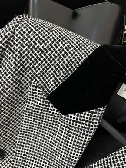 2026 Spring Autumn French Style Plaid Double Breasted Blazer Men Elegant Check Suit Jacket Fashion Outerwear