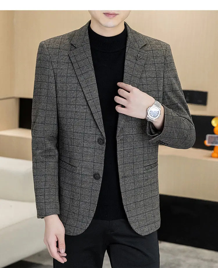 Men's Single Breasted Blazer Smart Casual Autumn Jacket