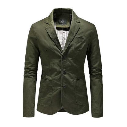 New Men's Blazers Male Male Spring Autumn Pure Cotton Solid Casual Blazer Men Clothing Outerwear Suit Jacket Coat 4XL AG818