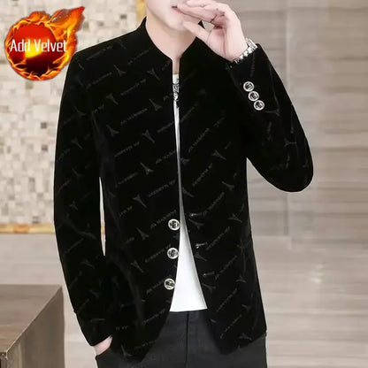 Slim Fit Velvet Man Suits and Blazers Single Models Clothing Korean Style Clothes Gentleman Elegant Jacket for Men New in Coats