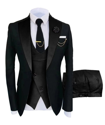 Costume de mariage 3 pièces pour homme – Veste, gilet et pantalon – Coupe ajustée – Tuxedo pour garçons d'honneur, costume pour adultes, pour les fêtes de mariage estivales à la plage