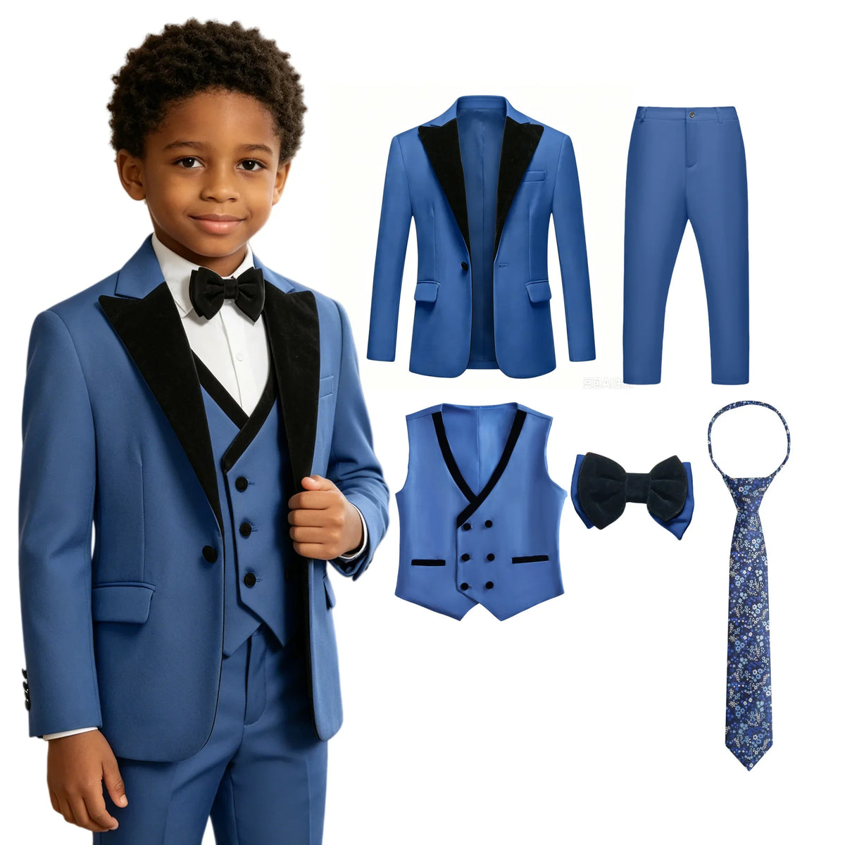 Boys Suit Set 3-Piece Formal Outfit for Kids Wedding Birthday Party Ages 3T–14T