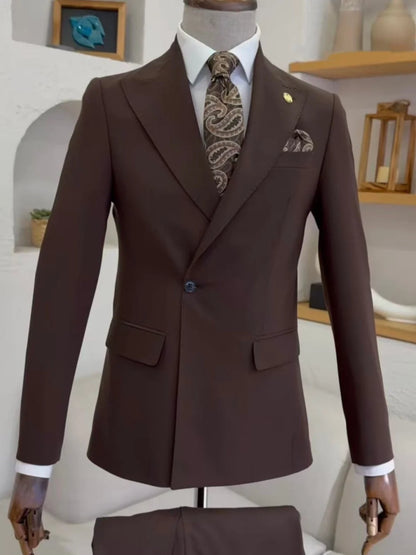 New One Button Men's Suit Set For Formal Party Gown High Quality Classy Man Slim Fit Tuxedo Wedding Groom Sets S-3XL On Sale