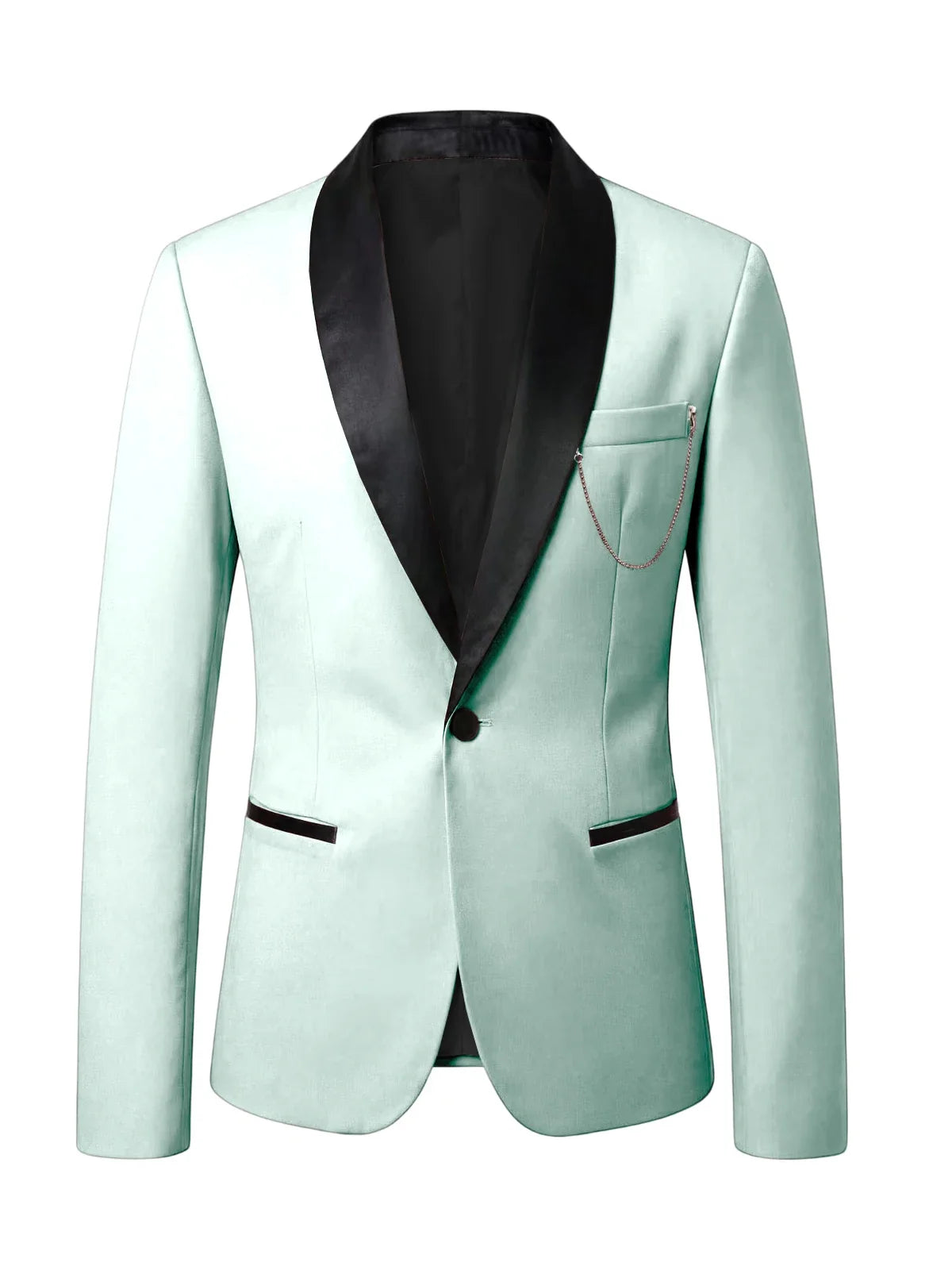 Men's Slim Fit Tuxedo Blazer Satin Shawl Collar One Button Formal Business Suit Jacket for Wedding Prom Party For Spring Summer