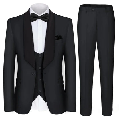 New Design Suit for Men 3 Pieces Formal Wedding Prom Set Slim Fit Jacket Best Man Groom Tuxedos Costume Homme